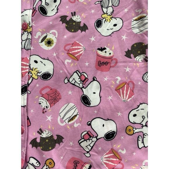 2pc Halloween Snoopy Pajama PJ Set Shorts Women’s Sz M Hot Cocoa Bats Pink NEW - Picture 4 of 14
